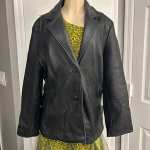 Wilson’s Leather Genuine Leather Blazer Jacket – Black (Tag XL, Fits M–L)